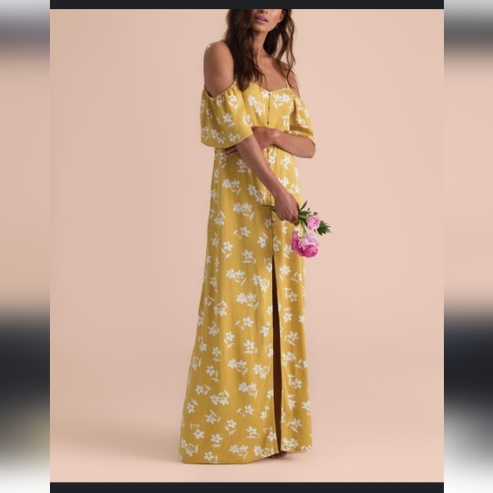 Billabong Citrus Floral Shoulder Sway Button-Front Off-Shoulder Maxi Dress